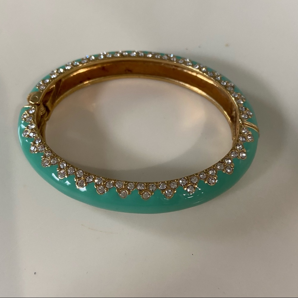 Stella & Dot Aqua Bangle bracelet w/Pave crystals - Picture 2 of 6